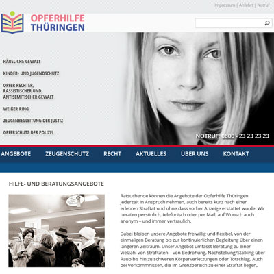 Screendesign Opferhilfe Th&uuml;ringen